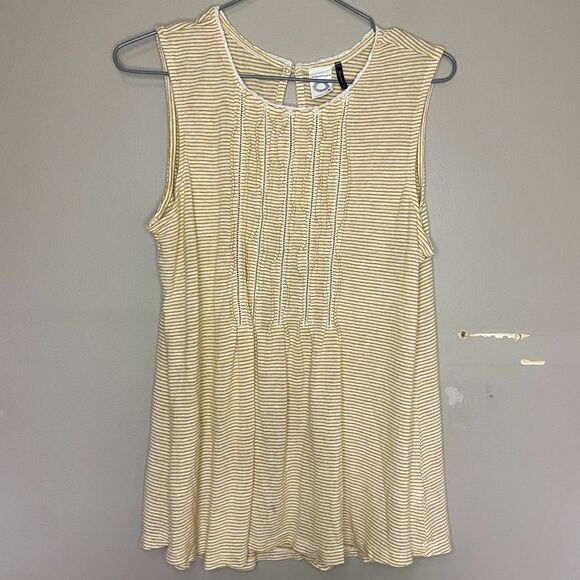 Anthropologie | Akemi & Kin Yellow/White Striped Flowy Tank Top Size Medium - Picture 2 of 8